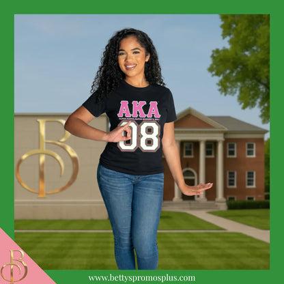 Alpha Kappa Alpha AKA 08 Screen Printed T-Shirt-Alpha Kappa Alpha Paraphernalia-Alpha Kappa Alpha T-Shirts-Betty's Promos Plus