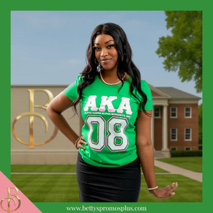 Alpha Kappa Alpha AKA 08 Screen Printed T-Shirt-Alpha Kappa Alpha Paraphernalia-Alpha Kappa Alpha T-Shirts-Betty's Promos Plus