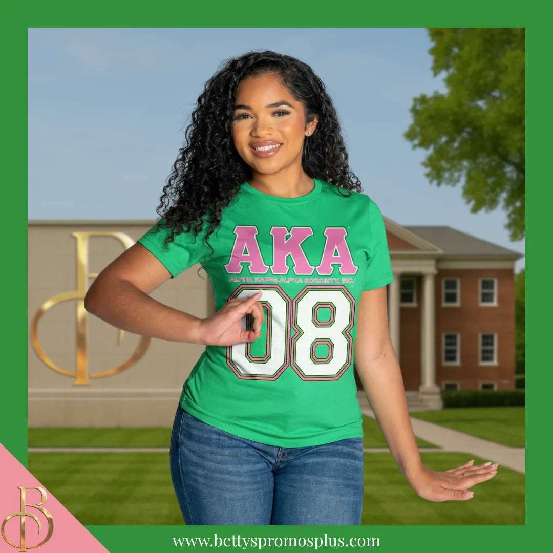 Alpha Kappa Alpha AKA 08 Screen Printed T-Shirt-Alpha Kappa Alpha Paraphernalia-Alpha Kappa Alpha T-Shirts-Betty's Promos Plus