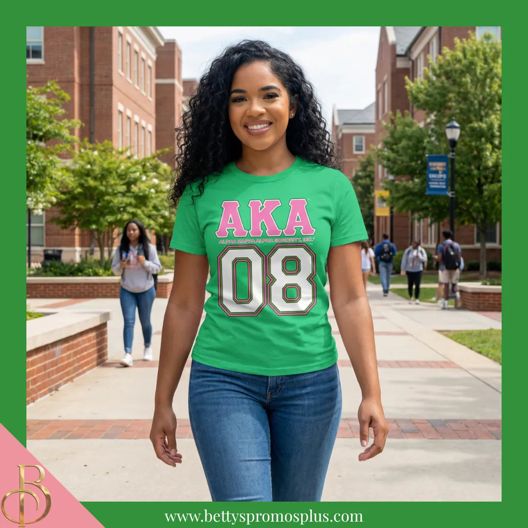 Alpha Kappa Alpha AKA 08 Screen Printed T-Shirt-Alpha Kappa Alpha Paraphernalia-Alpha Kappa Alpha T-Shirts-Betty's Promos Plus