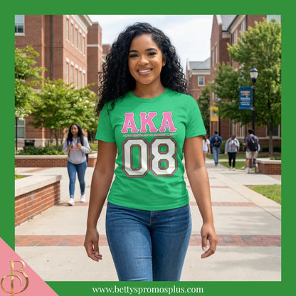 Alpha Kappa Alpha AKA 08 Screen Printed T-Shirt-Alpha Kappa Alpha Paraphernalia-Alpha Kappa Alpha T-Shirts-Betty's Promos Plus