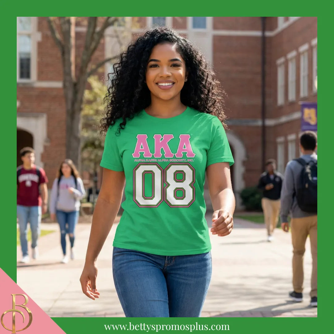 Alpha Kappa Alpha AKA 08 Screen Printed T-Shirt-Alpha Kappa Alpha Paraphernalia-Alpha Kappa Alpha T-Shirts-Betty's Promos Plus