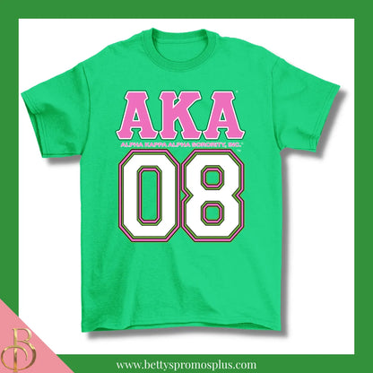 Alpha Kappa Alpha AKA 08 Screen Printed T-Shirt-Green-Small-Alpha Kappa Alpha Paraphernalia-Alpha Kappa Alpha T-Shirts-Betty's Promos Plus