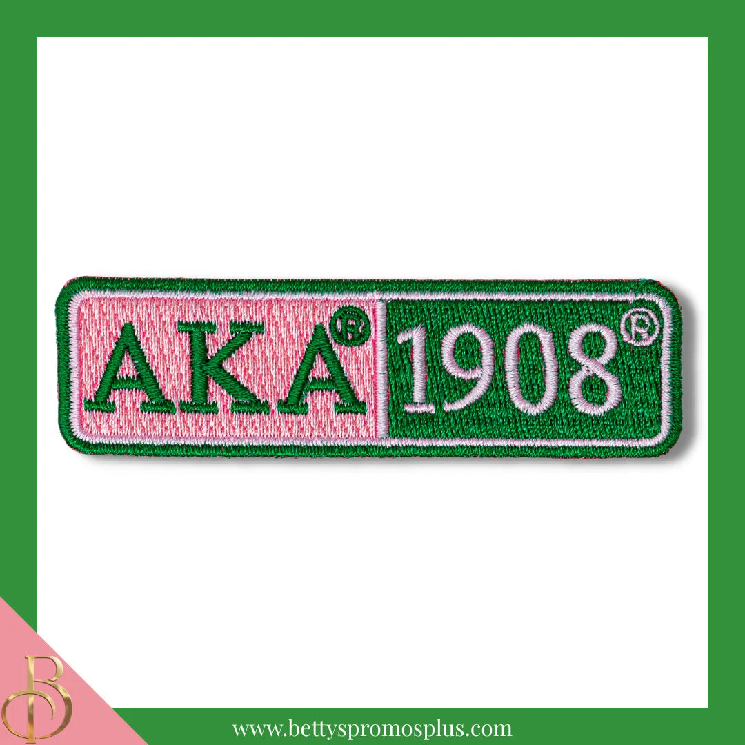 Alpha Kappa Alpha AKA 1908 Rectangular Patch-Alpha Kappa Alpha Paraphernalia-Alpha Kappa Alpha Patch-Betty's Promos Plus