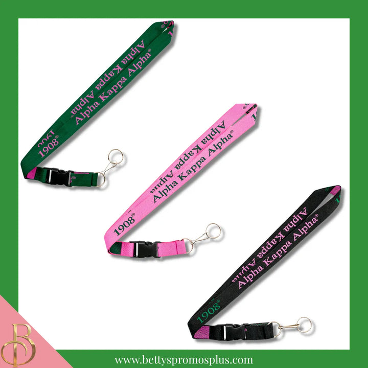 Alpha Kappa Alpha AKA 1908 Woven Embroidered Lanyard