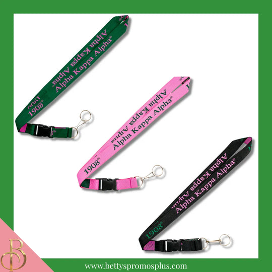 Alpha Kappa Alpha AKA 1908 Woven Embroidered Lanyard-Alpha Kappa Alpha Paraphernalia-Alpha Kappa Alpha Lanyards-Betty's Promos Plus