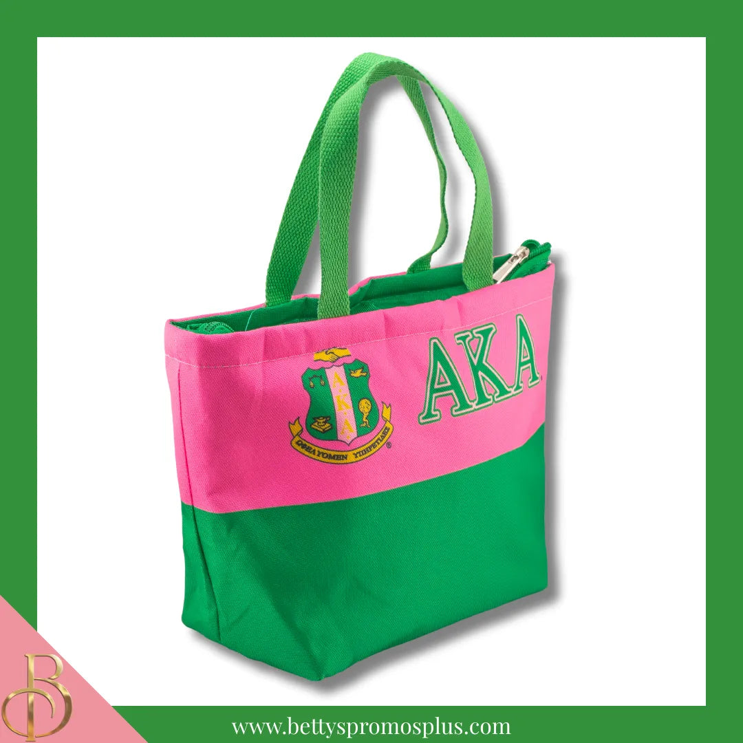 Alpha Kappa Alpha AKA 2-Tone Insulated Lunch Bag with Handle-Alpha Kappa Alpha Paraphernalia-Alpha Kappa Alpha Lunch Bags-Betty's Promos Plus