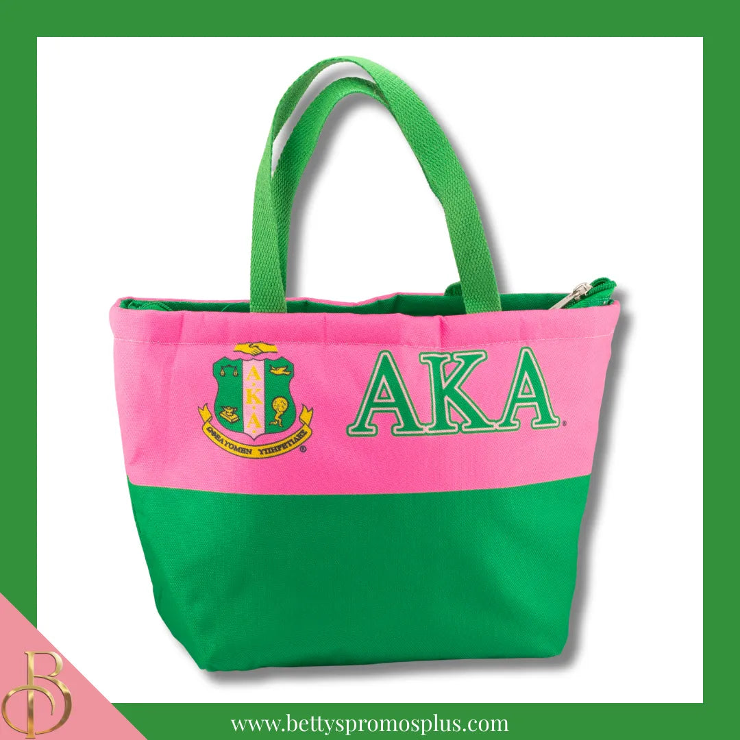 Alpha Kappa Alpha AKA 2-Tone Insulated Lunch Bag with Handle-Green-Alpha Kappa Alpha Paraphernalia-Alpha Kappa Alpha Lunch Bags-Betty's Promos Plus