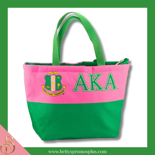 Alpha Kappa Alpha AKA 2-Tone Insulated Lunch Bag with Handle-Green-Alpha Kappa Alpha Paraphernalia-Alpha Kappa Alpha Lunch Bags-Betty's Promos Plus