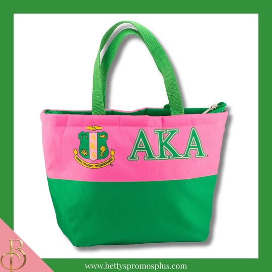 Alpha Kappa Alpha AKA 2-Tone Insulated Lunch Bag with Handle-Green-Alpha Kappa Alpha Paraphernalia-Alpha Kappa Alpha Lunch Bags-Betty's Promos Plus