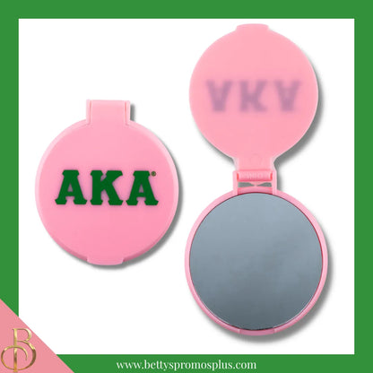 Alpha Kappa Alpha AKA 2.25" Compact Mirror-Pink-Alpha Kappa Alpha Paraphernalia-Alpha Kappa Alpha Compact Mirror-Betty's Promos Plus