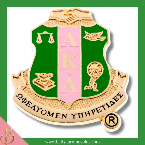 Alpha Kappa Alpha AKA 3D Color Shield Greek Sorority Lapel Pin-Gold-Alpha Kappa Alpha Paraphernalia-Alpha Kappa Alpha Lapel Pin-Betty's Promos Plus