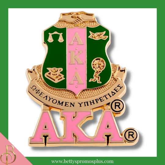 Alpha Kappa Alpha AKA 3D Color Shield with Letters Greek Sorority Lapel Pin-Gold-Alpha Kappa Alpha Paraphernalia-Alpha Kappa Alpha Lapel Pin-Betty's Promos Plus