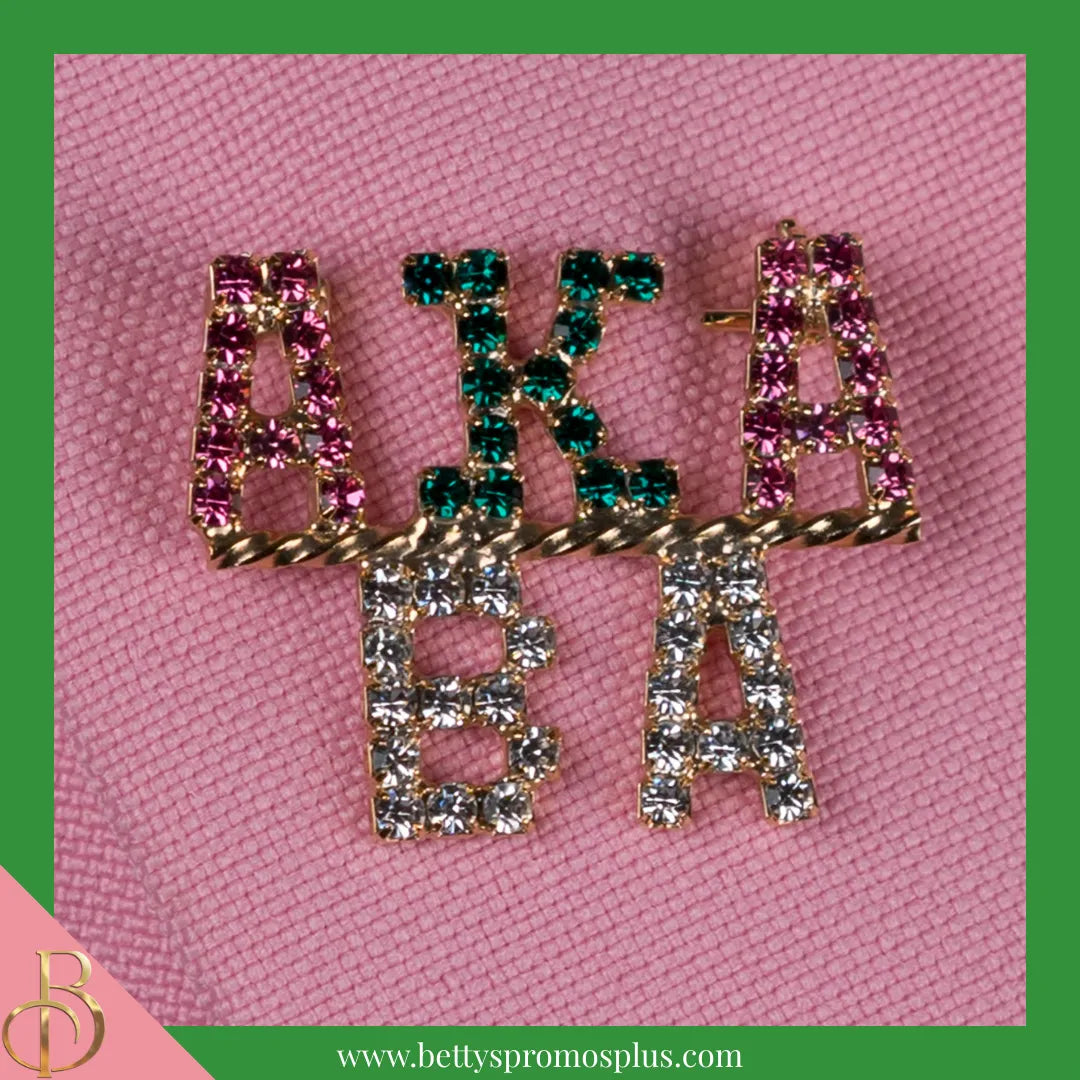 Alpha Kappa Alpha AKA Beta Alpha Rhinestone Pin-Alpha Kappa Alpha Paraphernalia-Alpha Kappa Alpha Rhinestone Pin-Betty's Promos Plus