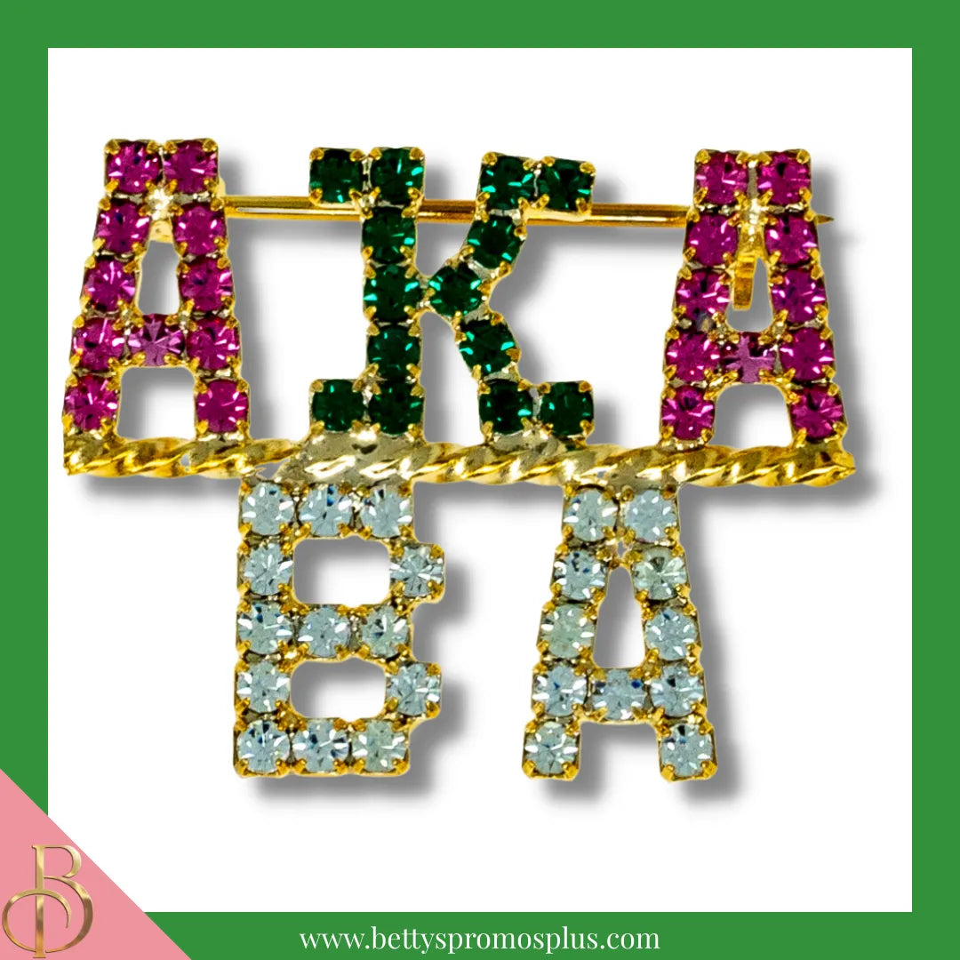 Alpha Kappa Alpha AKA Beta Alpha Rhinestone Pin-Gold-Alpha Kappa Alpha Paraphernalia-Alpha Kappa Alpha Rhinestone Pin-Betty's Promos Plus
