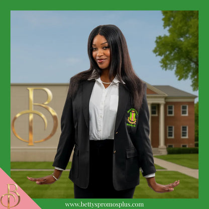 Alpha Kappa Alpha AKA Blazer with Embroidered Shield Sport Coat in Black or White-Alpha Kappa Alpha Paraphernalia-Alpha Kappa Alpha Blazers-Betty's Promos Plus