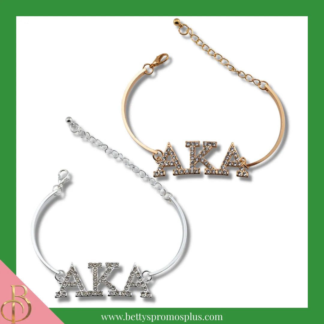 Alpha Kappa Alpha AKA Bracelet with Rhinestone Letters-Alpha Kappa Alpha Paraphernalia-Alpha Kappa Alpha Bracelet-Betty's Promos Plus