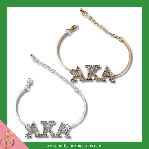Alpha Kappa Alpha AKA Bracelet with Rhinestone Letters-Alpha Kappa Alpha Paraphernalia-Alpha Kappa Alpha Bracelet-Betty's Promos Plus