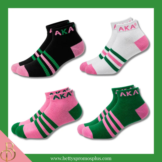 Alpha Kappa Alpha AKA Breathable Ankle Socks with Arch Support-Alpha Kappa Alpha Paraphernalia-Alpha Kappa Alpha Socks-Betty's Promos Plus
