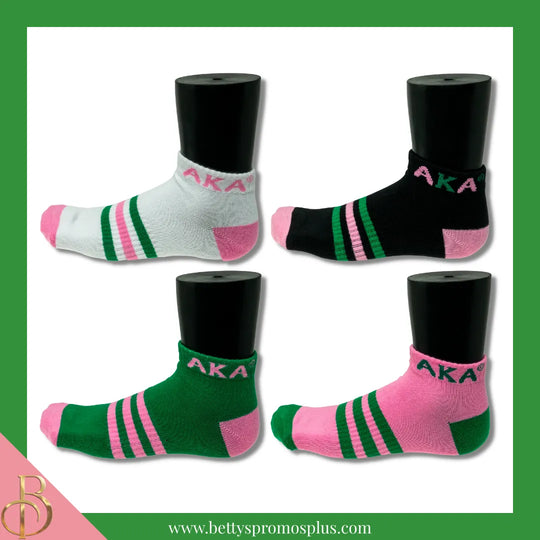 Alpha Kappa Alpha AKA Breathable Ankle Socks with Arch Support-Alpha Kappa Alpha Paraphernalia-Alpha Kappa Alpha Socks-Betty's Promos Plus