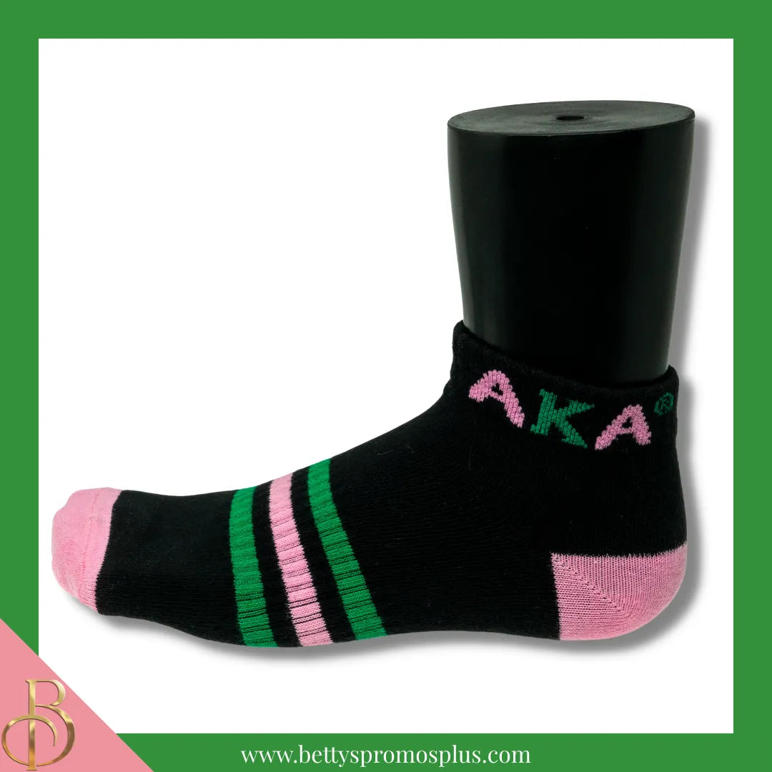 Alpha Kappa Alpha AKA Breathable Ankle Socks with Arch Support-Black-Alpha Kappa Alpha Paraphernalia-Alpha Kappa Alpha Socks-Betty's Promos Plus