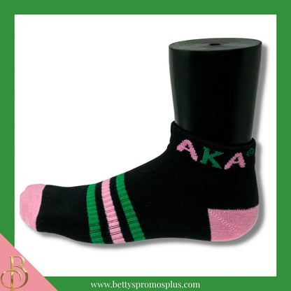 Alpha Kappa Alpha AKA Breathable Ankle Socks with Arch Support-Black-Alpha Kappa Alpha Paraphernalia-Alpha Kappa Alpha Socks-Betty's Promos Plus