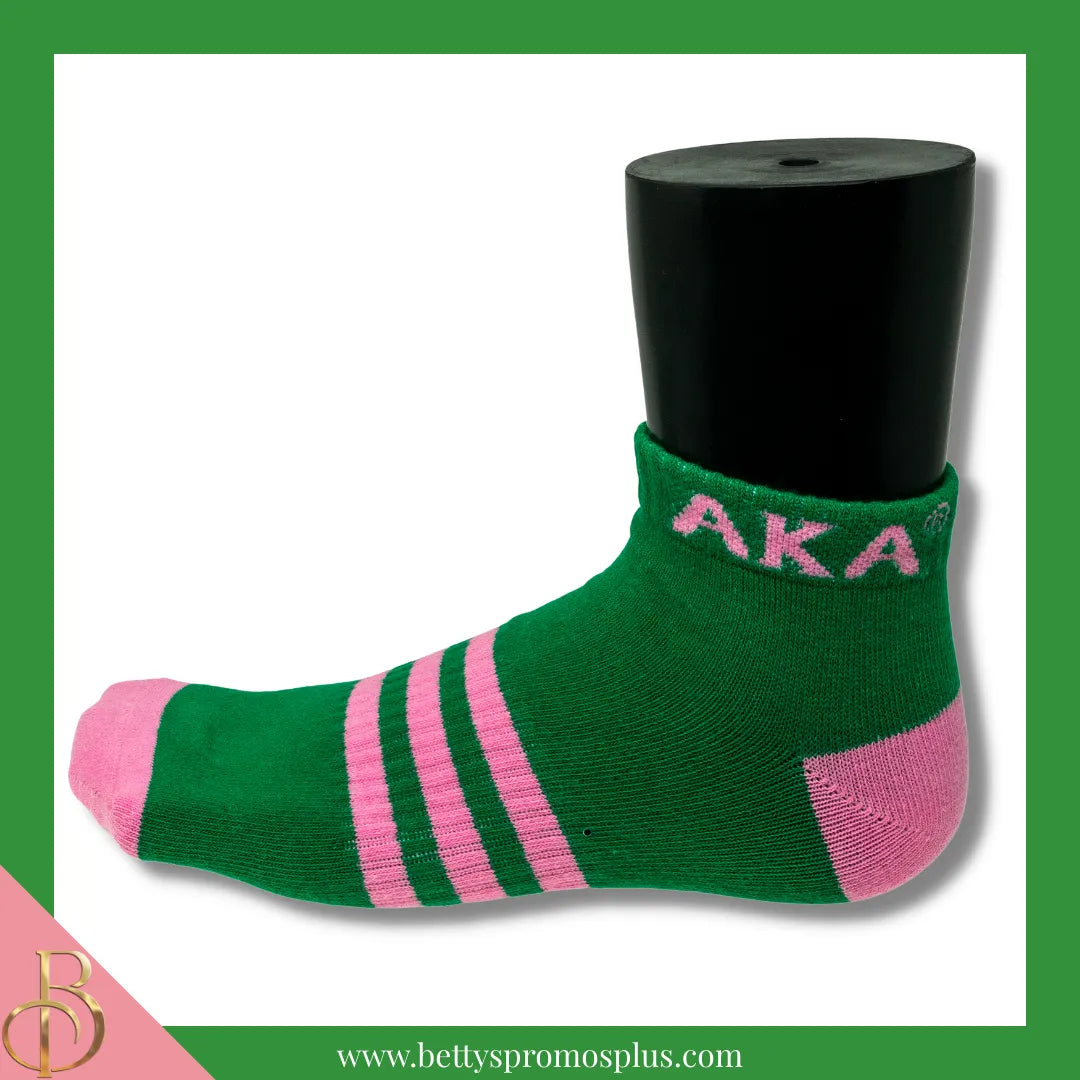 Alpha Kappa Alpha AKA Breathable Ankle Socks with Arch Support-Green-Alpha Kappa Alpha Paraphernalia-Alpha Kappa Alpha Socks-Betty's Promos Plus