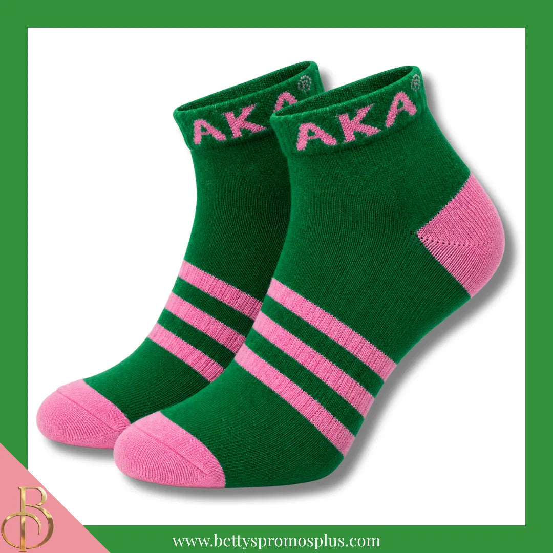 Alpha Kappa Alpha AKA Breathable Ankle Socks with Arch Support-Green-Alpha Kappa Alpha Paraphernalia-Alpha Kappa Alpha Socks-Betty's Promos Plus