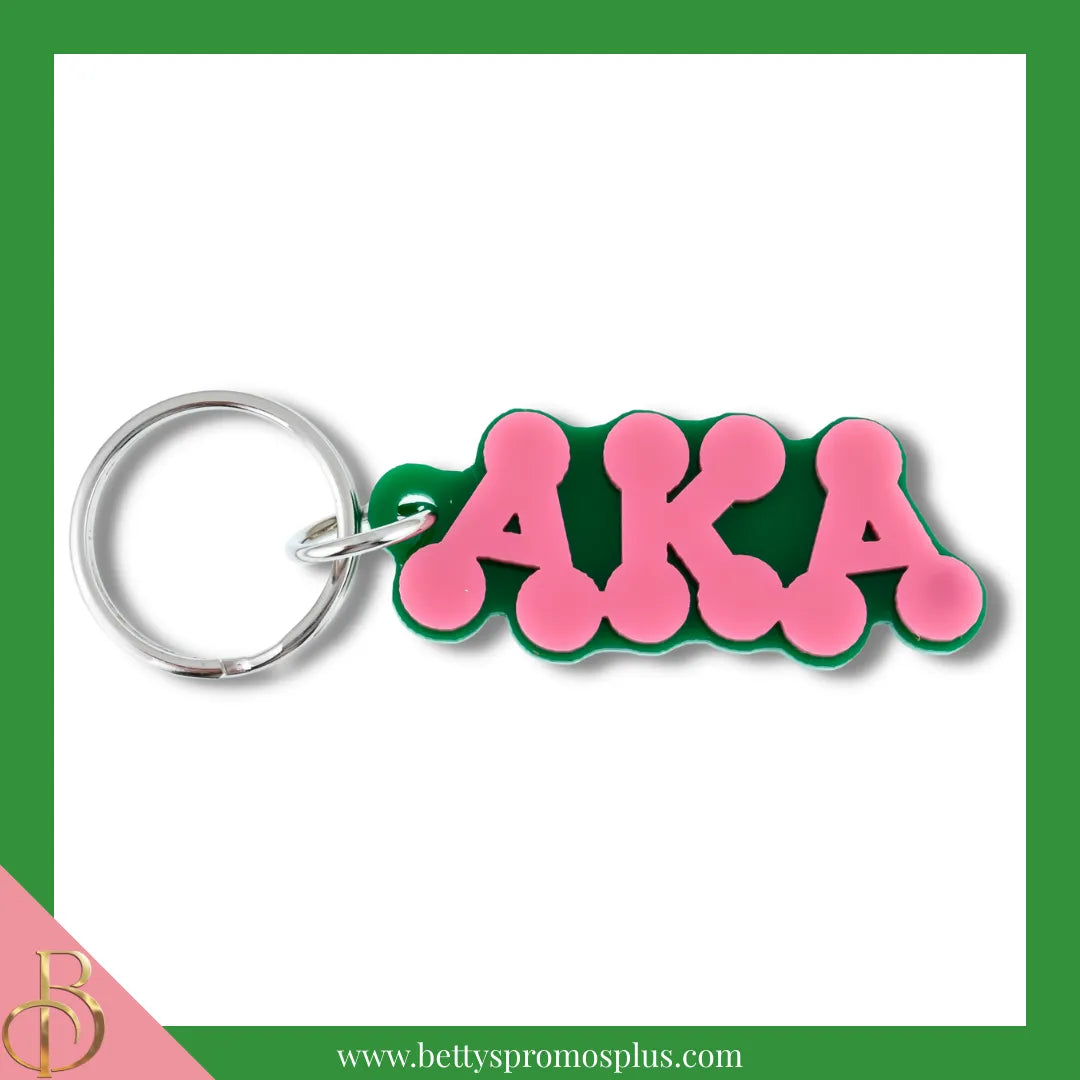Alpha Kappa Alpha AKA Bubble Letters Acrylic Keychain-Pink-Alpha Kappa Alpha Paraphernalia-Alpha Kappa Alpha Keychain-Betty's Promos Plus