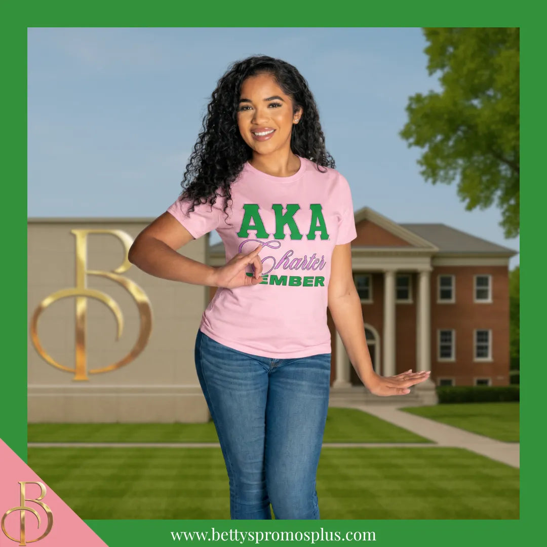 Alpha Kappa Alpha AKA Charter Member Screen Printed T-Shirt-Alpha Kappa Alpha Paraphernalia-Alpha Kappa Alpha T-Shirts-Betty's Promos Plus