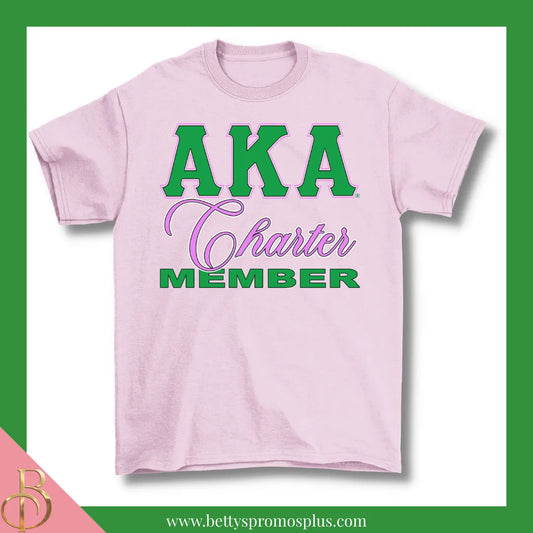 Alpha Kappa Alpha AKA Charter Member Screen Printed T-Shirt-Pink-Small-Alpha Kappa Alpha Paraphernalia-Alpha Kappa Alpha T-Shirts-Betty's Promos Plus