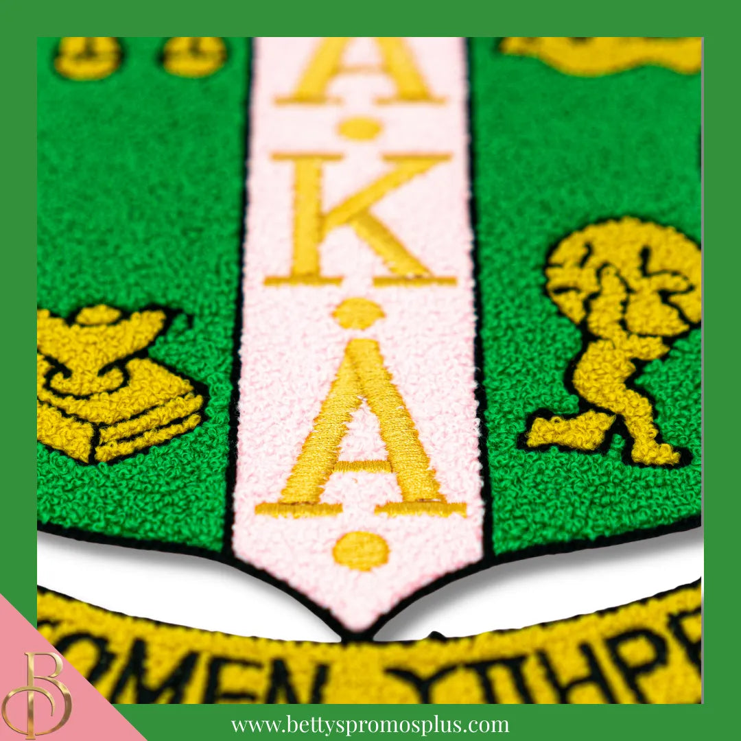 Alpha Kappa Alpha AKA Chenille Shield Embroidery Patch-Alpha Kappa Alpha Paraphernalia-Alpha Kappa Alpha Patch-Betty's Promos Plus