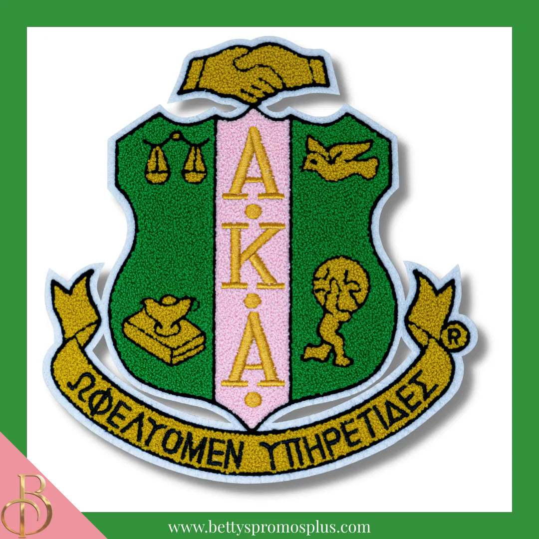 Alpha Kappa Alpha AKA Chenille Shield Embroidery Patch-Alpha Kappa Alpha Paraphernalia-Alpha Kappa Alpha Patch-Betty's Promos Plus