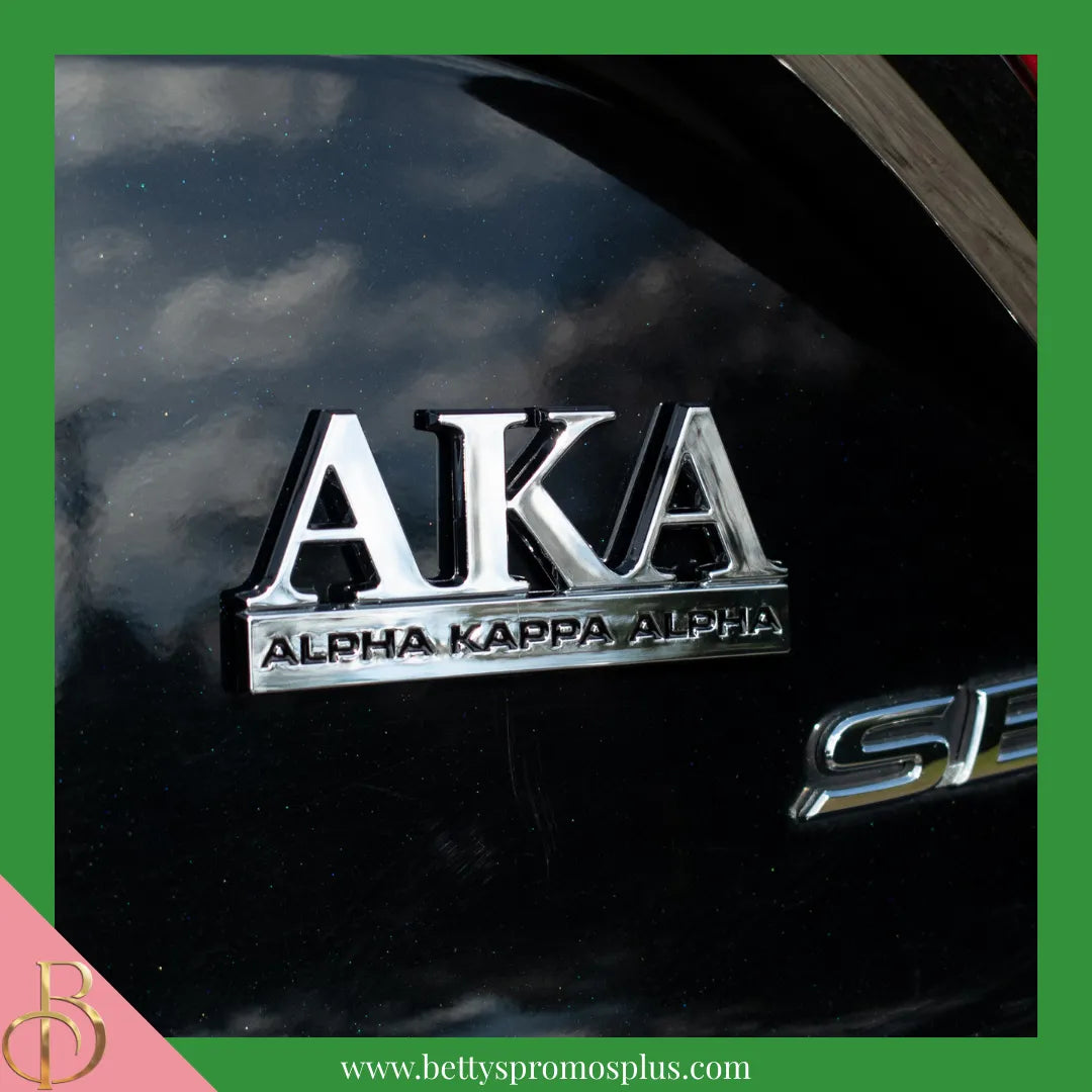 Alpha Kappa Alpha AKA Chrome Car Badge Auto Emblem Sticker Decal-Alpha Kappa Alpha Paraphernalia-Alpha Kappa Alpha Auto Decal-Betty's Promos Plus