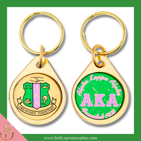 Alpha Kappa Alpha AKA Circular Acrylic Keychain with Shield or Greek Letters-Alpha Kappa Alpha Paraphernalia-Alpha Kappa Alpha Keychain-Betty's Promos Plus