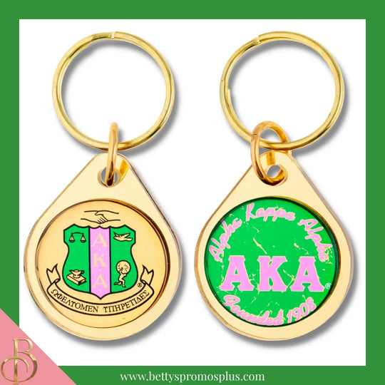 Alpha Kappa Alpha AKA Circular Acrylic Keychain with Shield or Greek Letters-Alpha Kappa Alpha Paraphernalia-Alpha Kappa Alpha Keychain-Betty's Promos Plus