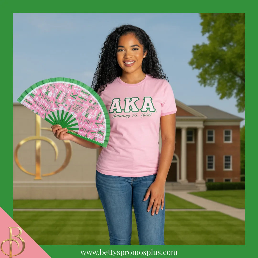 Alpha Kappa Alpha AKA Clacking Accordion Handheld Fan-Alpha Kappa Alpha Paraphernalia-Alpha Kappa Alpha Fan-Betty's Promos Plus