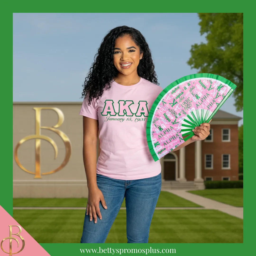 Alpha Kappa Alpha AKA Clacking Accordion Handheld Fan-Alpha Kappa Alpha Paraphernalia-Alpha Kappa Alpha Fan-Betty's Promos Plus