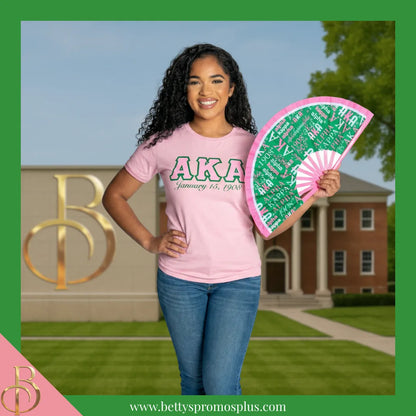 Alpha Kappa Alpha AKA Clacking Accordion Handheld Fan-Alpha Kappa Alpha Paraphernalia-Alpha Kappa Alpha Fan-Betty's Promos Plus