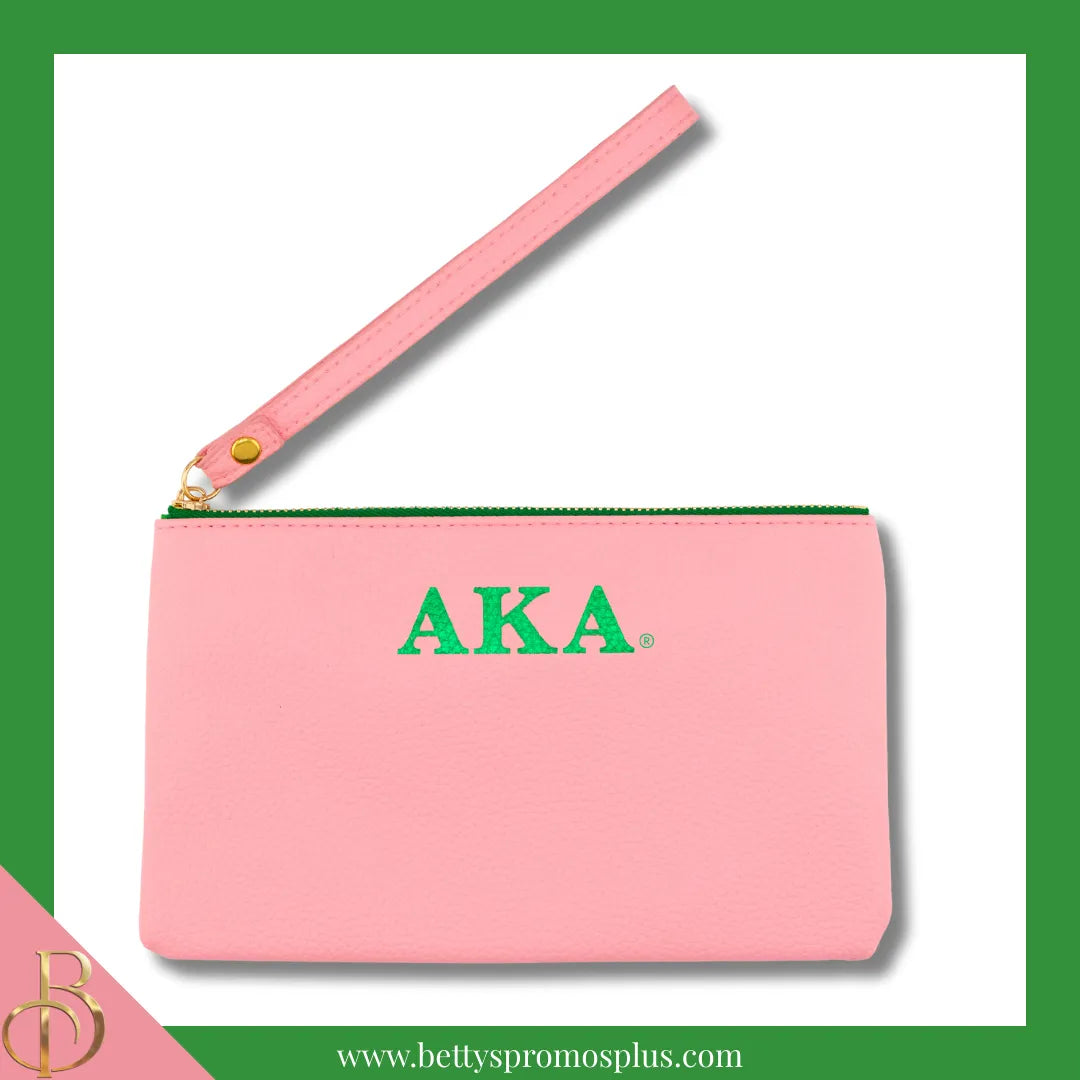 Alpha Kappa Alpha AKA Clutch Wristlet-Alpha Kappa Alpha Paraphernalia-Alpha Kappa Alpha Wallet-Betty's Promos Plus
