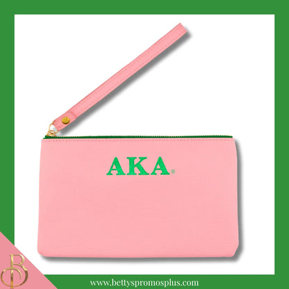 Alpha Kappa Alpha AKA Clutch Wristlet-Pink-Alpha Kappa Alpha Paraphernalia-Alpha Kappa Alpha Wallet-Betty's Promos Plus