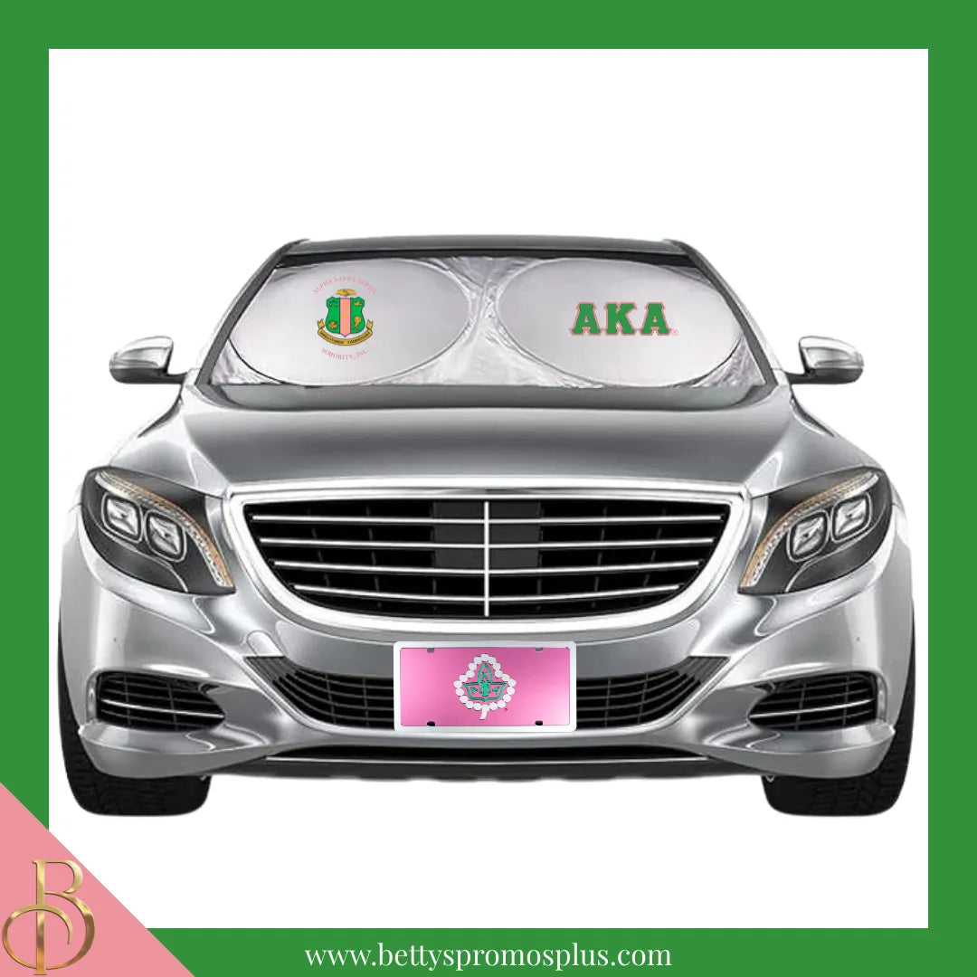 Alpha Kappa Alpha AKA Collapsible Car Sun Shade with Pouch-Alpha Kappa Alpha Paraphernalia-Alpha Kappa Alpha Car Shade-Betty's Promos Plus