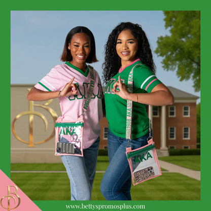 Alpha Kappa Alpha AKA Cross Body Clear Stadium Bag-Alpha Kappa Alpha Paraphernalia-Alpha Kappa Alpha Stadium Bag-Betty's Promos Plus
