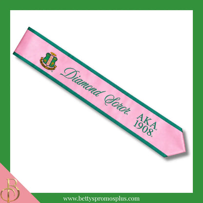 Alpha Kappa Alpha AKA Diamond Soror Sash-Alpha Kappa Alpha Paraphernalia-Alpha Kappa Alpha Sash-Betty's Promos Plus