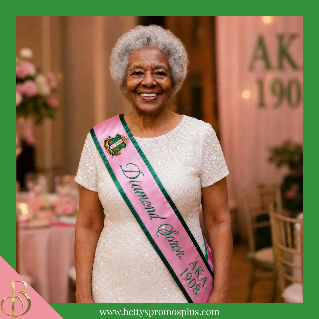 Alpha Kappa Alpha AKA Diamond Soror Sash-Alpha Kappa Alpha Paraphernalia-Alpha Kappa Alpha Sash-Betty's Promos Plus