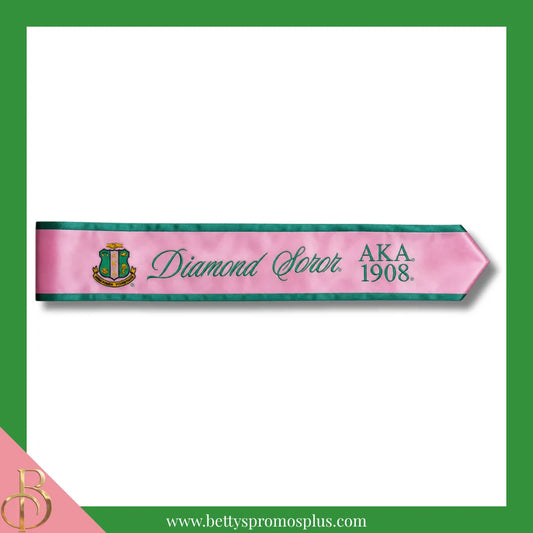 Alpha Kappa Alpha AKA Diamond Soror Sash-Pink-Alpha Kappa Alpha Paraphernalia-Alpha Kappa Alpha Sash-Betty's Promos Plus