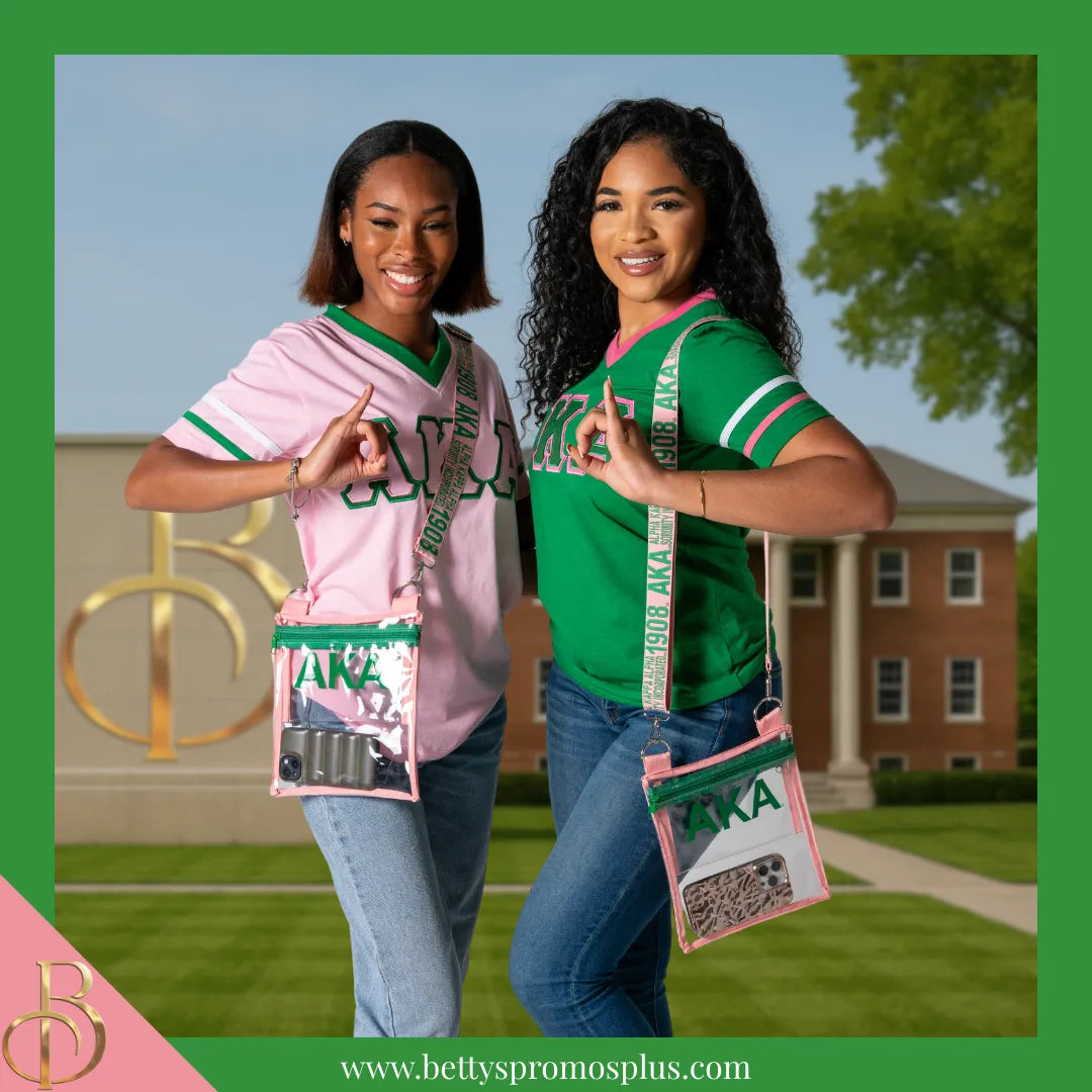 Alpha Kappa Alpha AKA Double Stitched Appliqué Embroidered Jersey T-Shirt-Alpha Kappa Alpha Paraphernalia-Alpha Kappa Alpha T-Shirts-Betty's Promos Plus