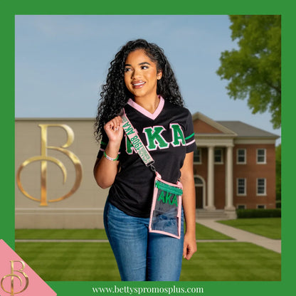 Alpha Kappa Alpha AKA Double Stitched Appliqué Embroidered Jersey T-Shirt-Alpha Kappa Alpha Paraphernalia-Alpha Kappa Alpha T-Shirts-Betty's Promos Plus