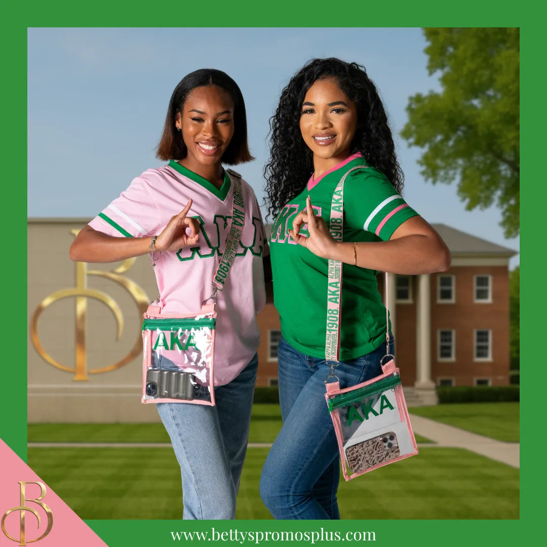 Alpha Kappa Alpha AKA Double Stitched Appliqué Embroidered Jersey T-Shirt-Alpha Kappa Alpha Paraphernalia-Alpha Kappa Alpha T-Shirts-Betty's Promos Plus