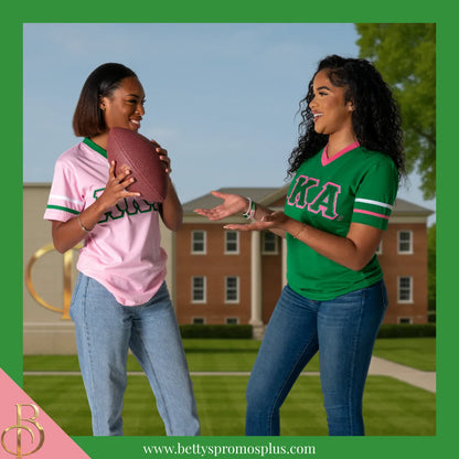 Alpha Kappa Alpha AKA Double Stitched Appliqué Embroidered Jersey T-Shirt-Alpha Kappa Alpha Paraphernalia-Alpha Kappa Alpha T-Shirts-Betty's Promos Plus